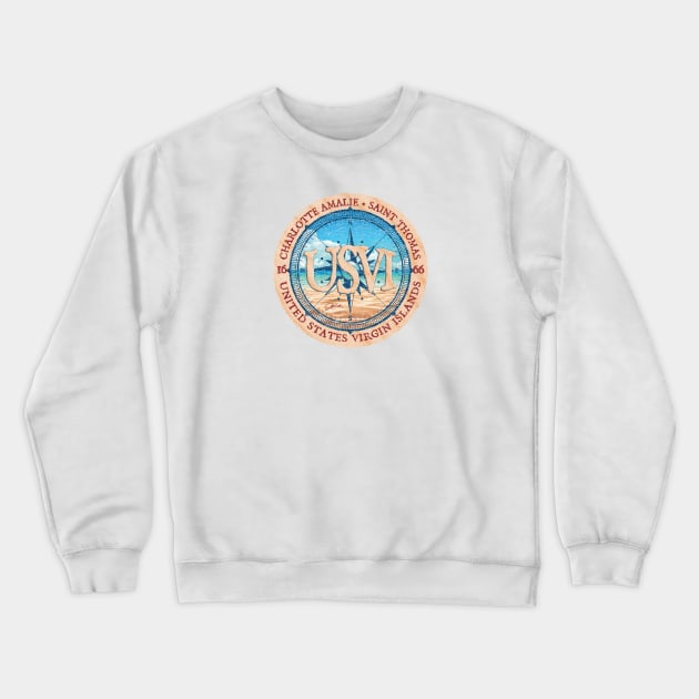 Charlotte Amalie, Saint Thomas, US Virgin Islands, Beach and Wind Rose Crewneck Sweatshirt by jcombs